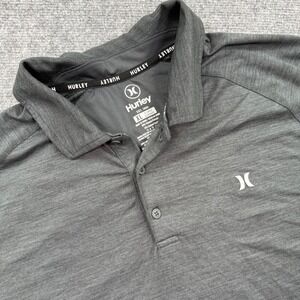 Hurley Mens XL Gray Heathered Performance Polo Shirt Short Sleeve Logo XL